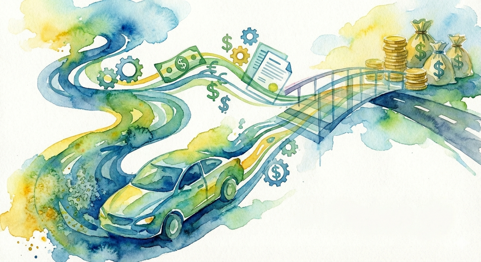 An abstract watercolor representation of auto financing.