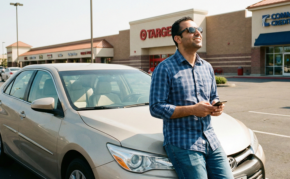 Man waiting for his buyer to arrive.